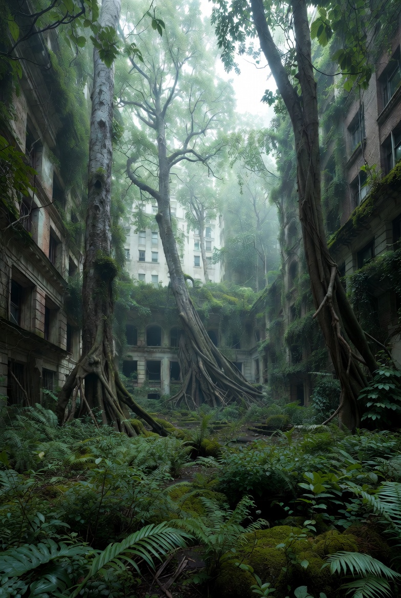 Nature reclaiming ruins