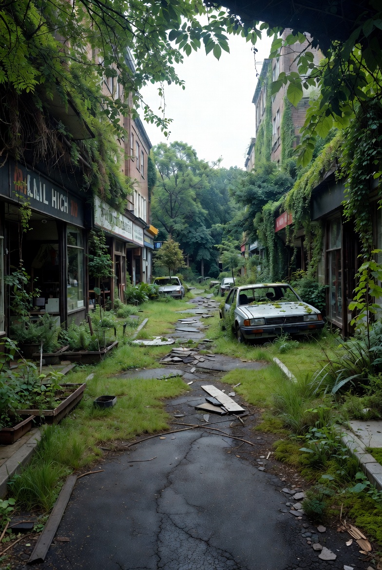 Overgrown street level decay
